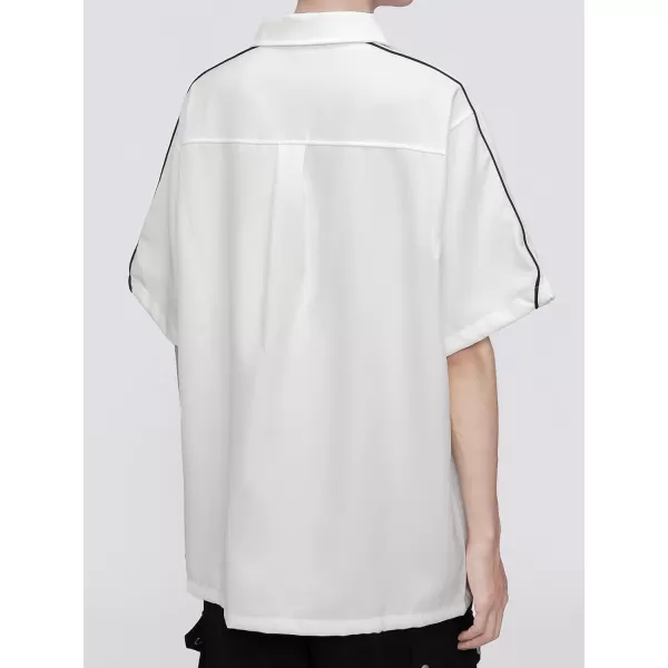 Aelfric Eden Mens Vintage Oversized Shirts Unisex Streetwear Patchwork Casual ShortSleeveA5white
