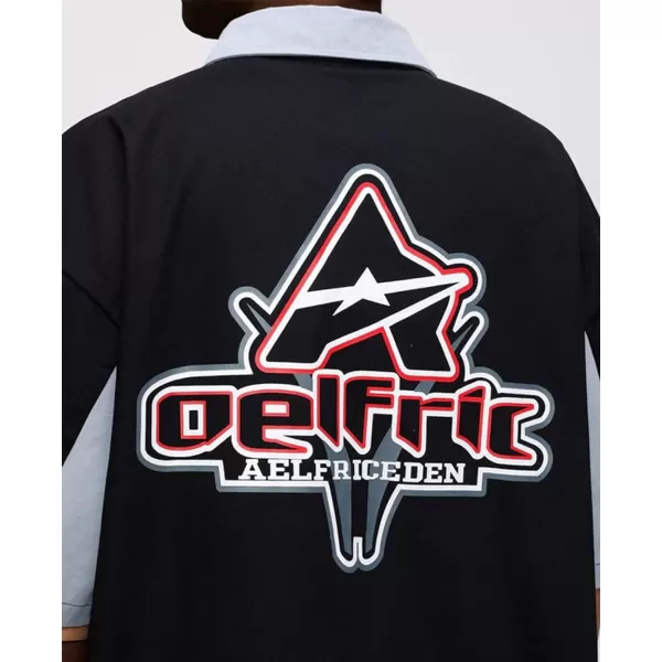 Aelfric Eden Mens Vintage Oversized Shirts Unisex Streetwear Patchwork Casual ShortSleeveA6black