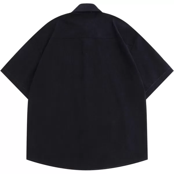 Aelfric Eden Mens Vintage Oversized Shirts Unisex Streetwear Patchwork Casual ShortSleeveC02royalblue