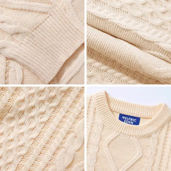 Aelfric Eden Oversized Cable Knit Sweater Women Chunky Rory Gilmore Crewneck Sweater Ladies Pullover Sweaters Tops01cream