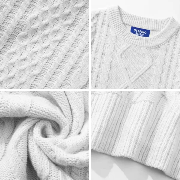 Aelfric Eden Oversized Cable Knit Sweater Women Chunky Rory Gilmore Crewneck Sweater Ladies Pullover Sweaters Tops02white