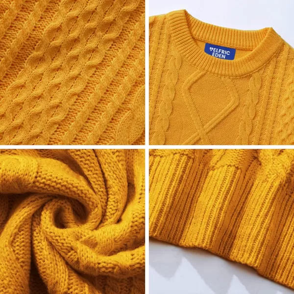 Aelfric Eden Oversized Cable Knit Sweater Women Chunky Rory Gilmore Crewneck Sweater Ladies Pullover Sweaters Tops05yellow