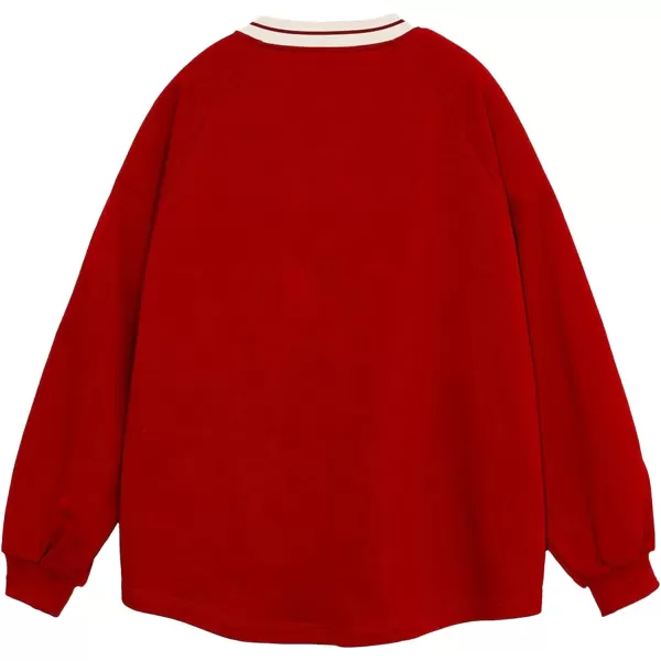 Aelfric Eden Oversized Crewneck Sweatshirts for Men Vintage Graphic Pullover Loose Fit Streetwear Long Sleeve TopAred