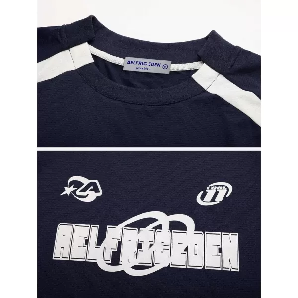 Aelfric Eden Oversized T Shirt Men 90s Shirt Unisex Streetwear Contrast Color Graphic Tees Casual Vintage Summer TopsA01blue