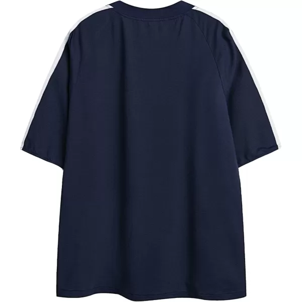 Aelfric Eden Oversized T Shirt Men 90s Shirt Unisex Streetwear Contrast Color Graphic Tees Casual Vintage Summer TopsA01blue