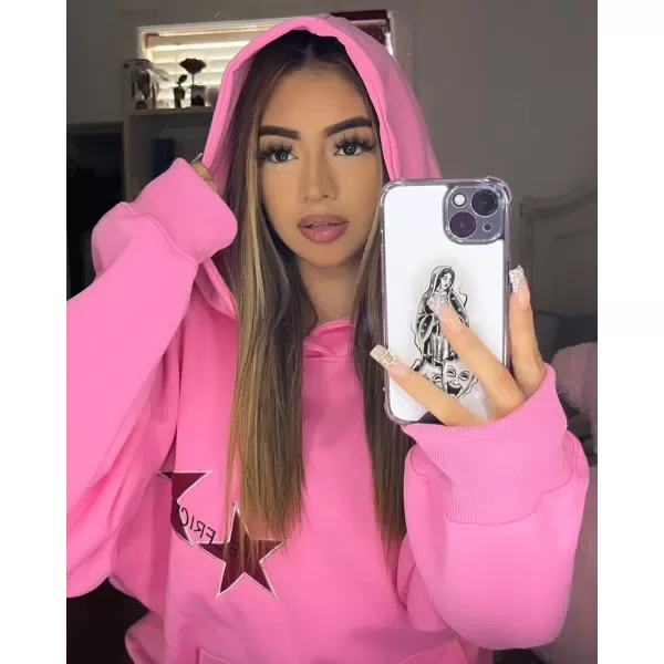 Aelfric Eden Star Graphic Y2k Hoodies Mens Oversized Zip Up Hoodies Aesthetic Womens Sweatshirt Hooded Pullover Tops15pink