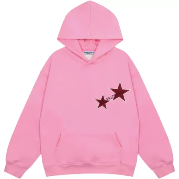 Aelfric Eden Star Graphic Y2k Hoodies Mens Oversized Zip Up Hoodies Aesthetic Womens Sweatshirt Hooded Pullover Tops15pink