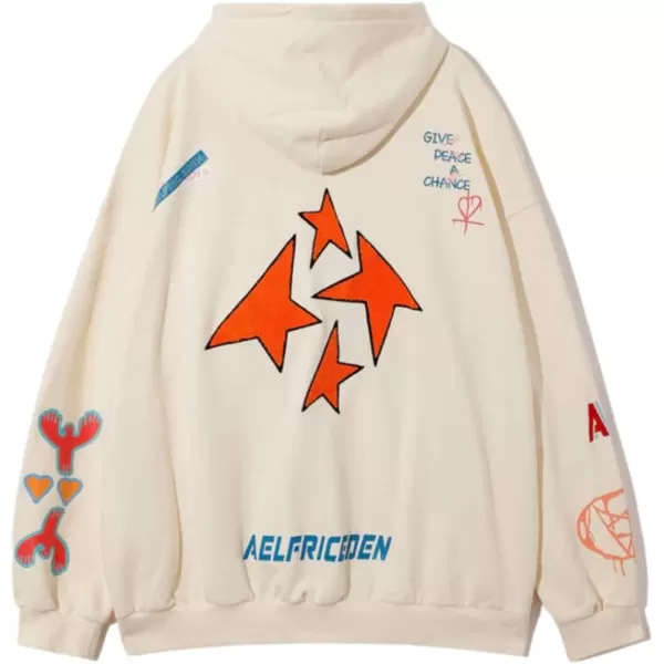 Aelfric Eden Star Graphic Y2k Hoodies Mens Oversized Zip Up Hoodies Aesthetic Womens Sweatshirt Hooded Pullover TopsB26apricot