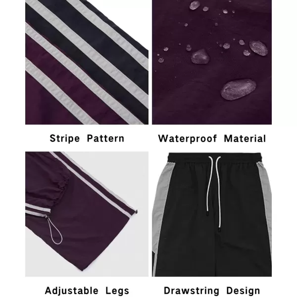 Aelfric Eden Striped Track Pants Men Parachute Pants Women Baggy Sweatpants Y2k Wide Leg Cargo Pants with DrawstringVs2purple