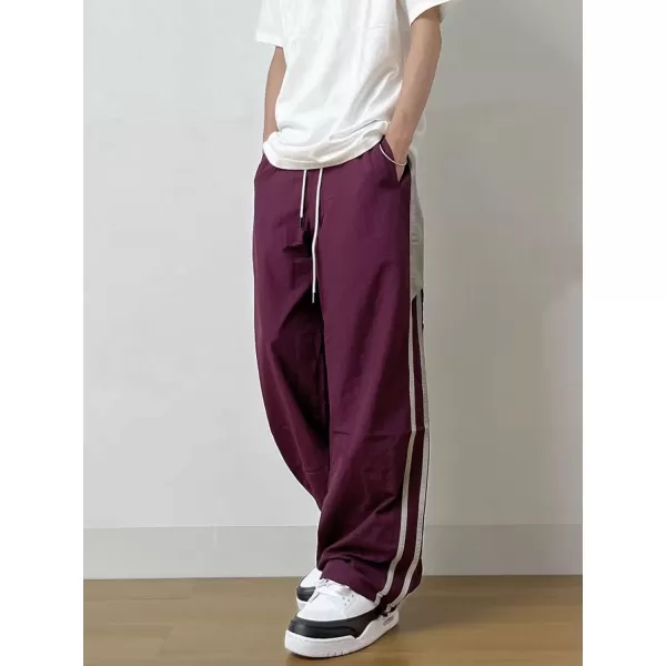 Aelfric Eden Striped Track Pants Men Parachute Pants Women Baggy Sweatpants Y2k Wide Leg Cargo Pants with DrawstringVs2purple