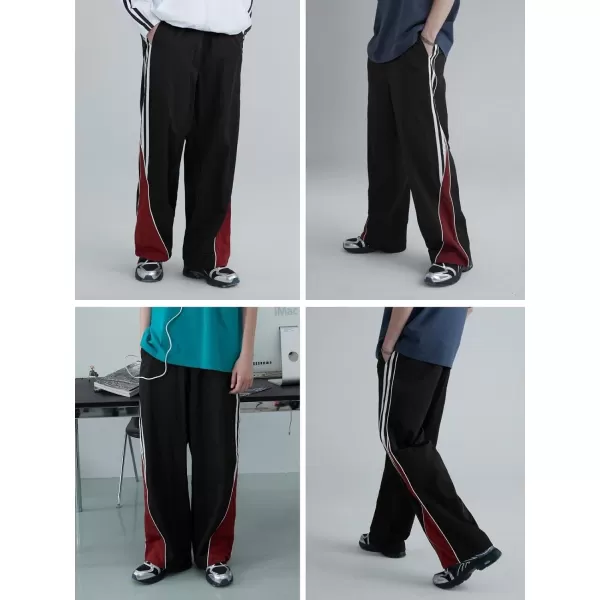 Aelfric Eden Striped Track Pants Men Parachute Pants Women Baggy Sweatpants Y2k Wide Leg Cargo Pants with DrawstringVs5black