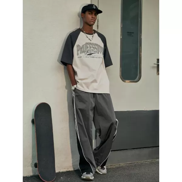 Aelfric Eden Striped Track Pants Men Parachute Pants Women Baggy Sweatpants Y2k Wide Leg Cargo Pants with DrawstringVs5darkgrey