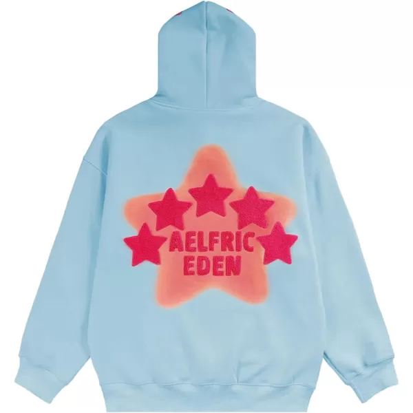 Aelfric Eden Womens Graphic Hoodies Pink Star Print Hoodie Unisex Oversized Hoodies Long Sleeve Pocket PulloverAa05blue