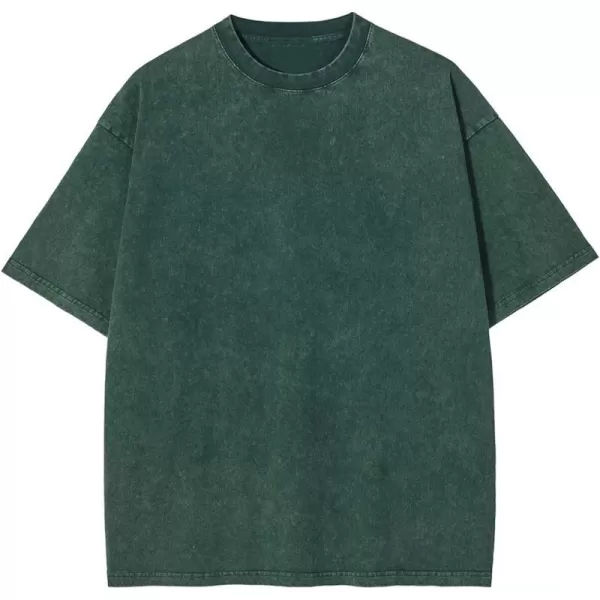 Aelfric Eden Mens Cotton Wash Solid TShirts Oversized Unisex Short Sleeve Streetwear Rap Hip Hop Basic Tee Tops418 Green