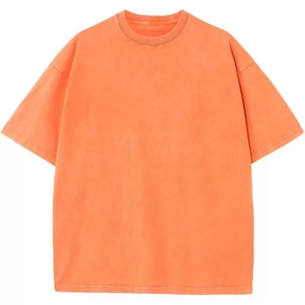 Aelfric Eden Mens Cotton Wash Solid TShirts Oversized Unisex Short Sleeve Streetwear Rap Hip Hop Basic Tee TopsX03orange