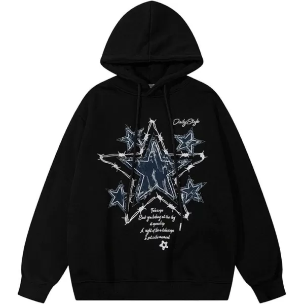 Aelfric Eden Mens Novelty Cartoon Graphic Hoodies Streetwear Hooded Sweatshirt Pullover Hip Hop Fashion Hoodies Unisex08black