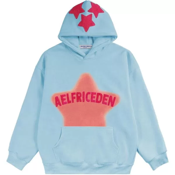 Aelfric Eden Mens Vintage Oversized Star Graphic Print Hoodie Streetwear ZipUp Hoodies Sweatshirt Casual Hooded04ab5deepblue