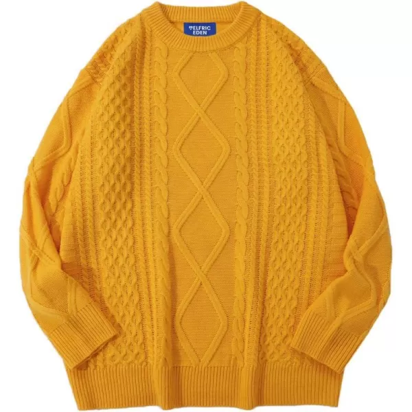 Aelfric Eden Oversized Cable Knit Sweater Women Chunky Rory Gilmore Crewneck Sweater Ladies Pullover Sweaters Tops05yellow