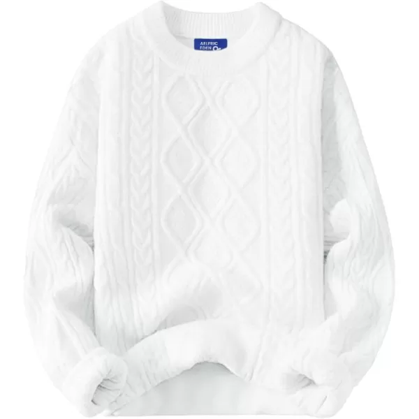 Aelfric Eden Oversized Knit Sweater Solid Vintage Pullover Sweater Unisex Woven Crewneck Knitted Tops01white