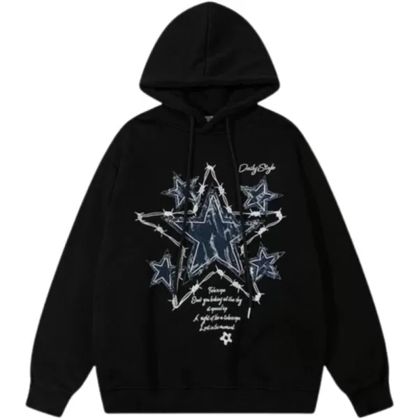 Aelfric Eden Star Graphic Y2k Hoodies Mens Oversized Zip Up Hoodies Aesthetic Womens Sweatshirt Hooded Pullover TopsB29black