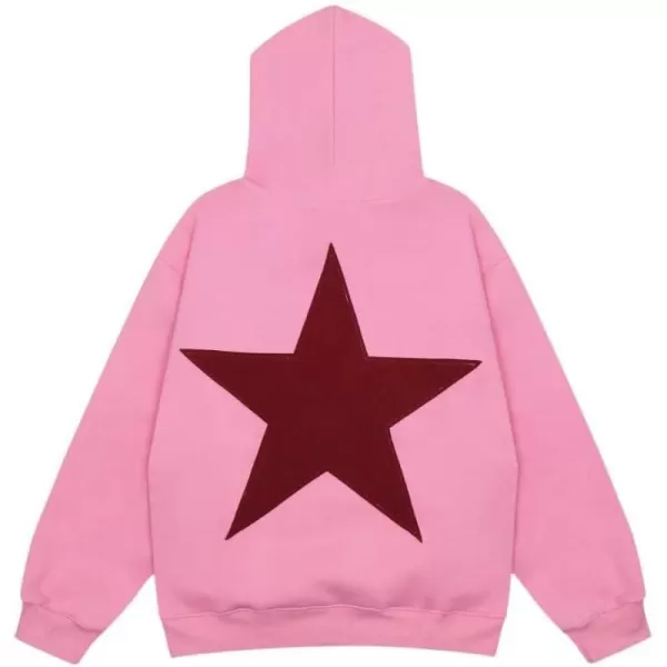 Aelfric Eden Star Hoodie Streetwear Trend Causal Loose Oversized Hooded Sweatshirts Pullover1751pink