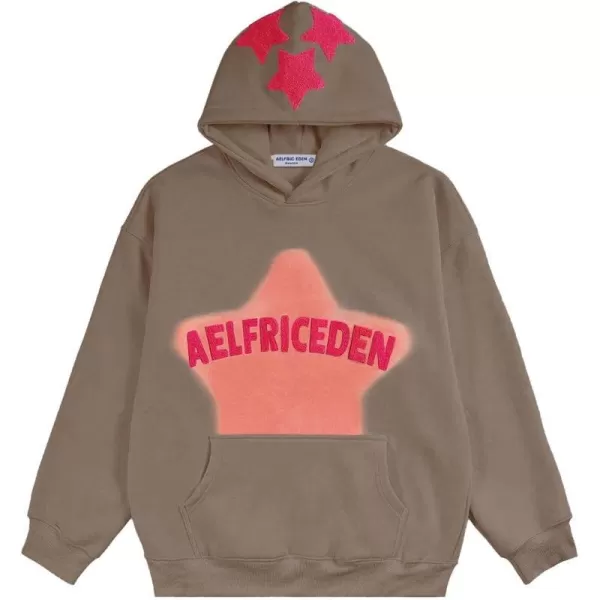 Aelfric Eden Star Hoodie Streetwear Trend Causal Loose Oversized Hooded Sweatshirts PulloverBb04coffee