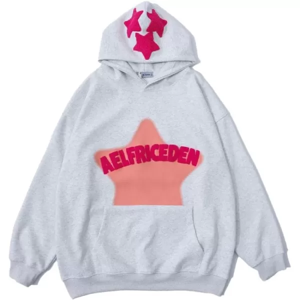 Aelfric Eden Star Hoodie Streetwear Trend Causal Loose Oversized Hooded Sweatshirts PulloverBb04light Grey