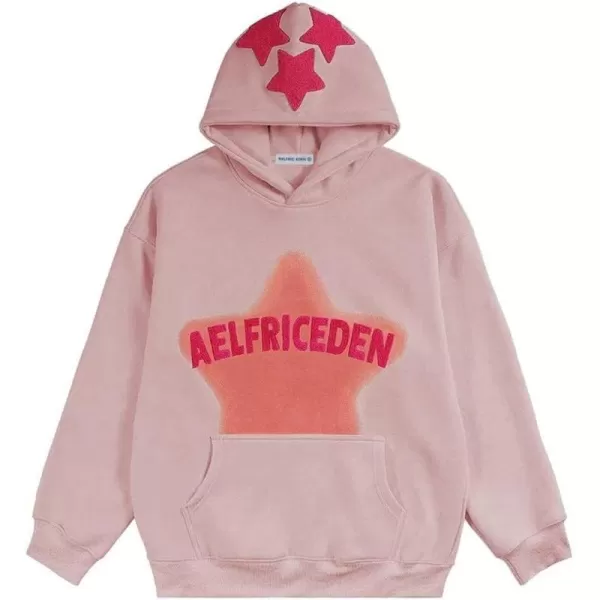 Aelfric Eden Star Hoodie Streetwear Trend Causal Loose Oversized Hooded Sweatshirts PulloverBb04pink