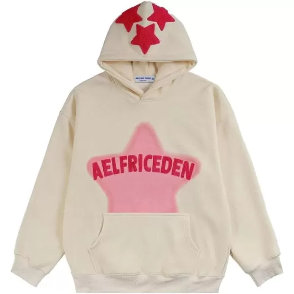 Aelfric Eden Star Hoodie Streetwear Trend Causal Loose Oversized Hooded Sweatshirts PulloverBb04white