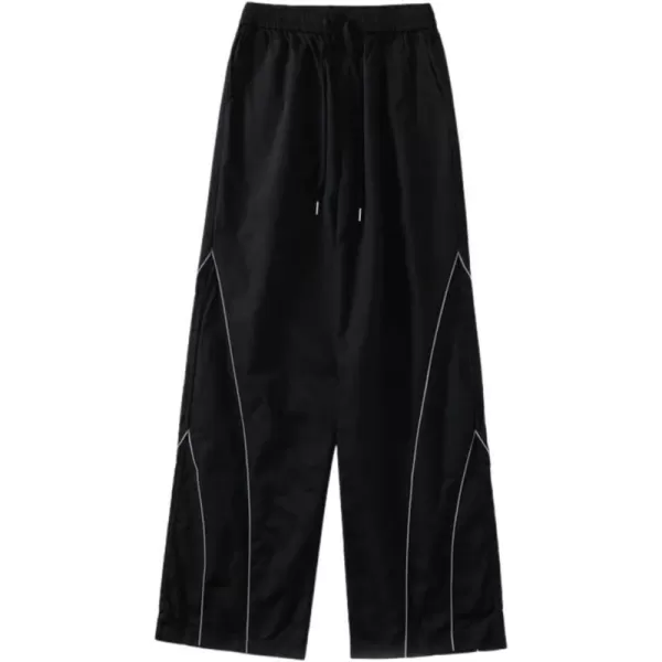 Aelfric Eden Striped Track Pants Men Parachute Pants Women Baggy Sweatpants Y2k Wide Leg Cargo Pants with DrawstringVs17black