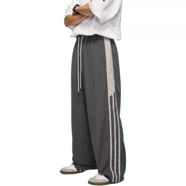 Aelfric Eden Striped Track Pants Men Parachute Pants Women Baggy Sweatpants Y2k Wide Leg Cargo Pants with DrawstringVs2dark Grey