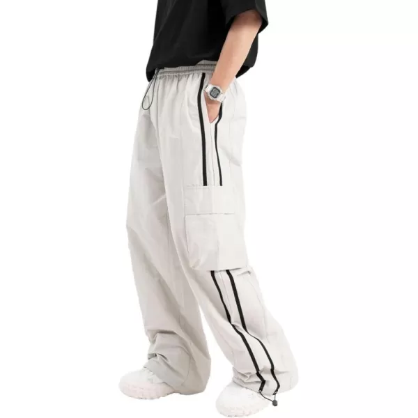 Aelfric Eden Striped Track Pants Men Parachute Pants Women Baggy Sweatpants Y2k Wide Leg Cargo Pants with DrawstringVs3grey