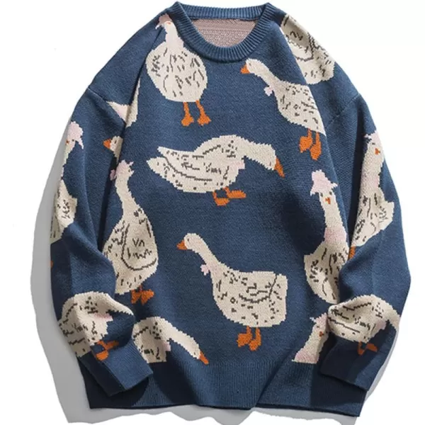 Aelfric Eden Van Gogh Sweater Sunflower Painting Printed Pullover Mens Long Sleeves Knit Casual Oversized Tops04blue