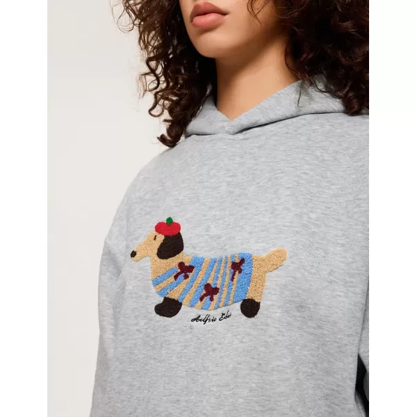 Aelfric Eden Cartoon Dog Hoodie Cute Hooded Sweatshirt Long Sleeve Pullover Oversized Hoodies 2024 Fall Outfits01 Grey