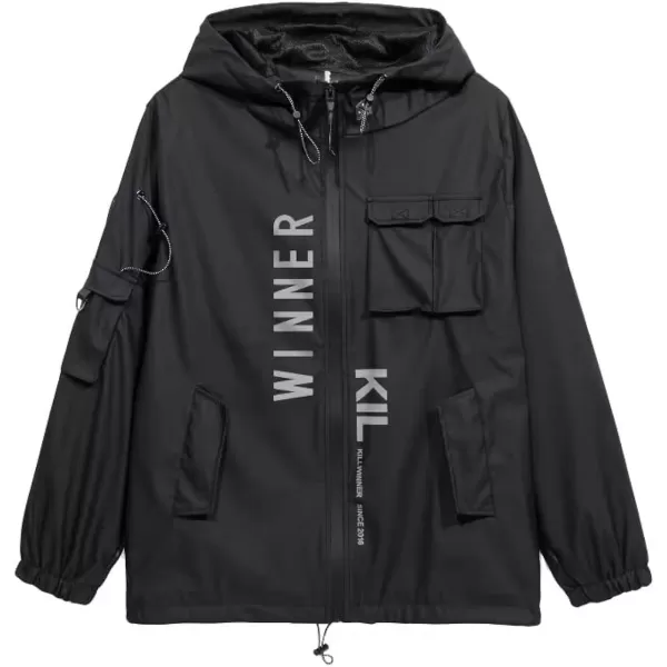 Aelfric Eden Streetwear Windbreaker Jackets Streetwear Multi Pockets Patchwork Hip Hop Cyberpunk Techwear Harajuku CoatBlack