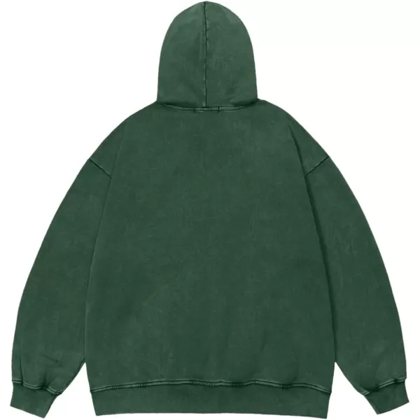 Aelfric Eden Washed Graphic Hoodies Oversized Lightning Streetwear Vintage Hoodie Y2k Hooded Sweatshirt Pullover UnisexDark Green