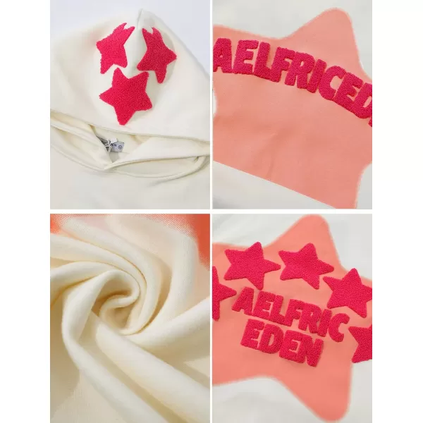 Aelfric Eden Womens Graphic Hoodies Pink Star Print Hoodie Unisex Oversized Hoodies Long Sleeve Pocket PulloverAa01beige