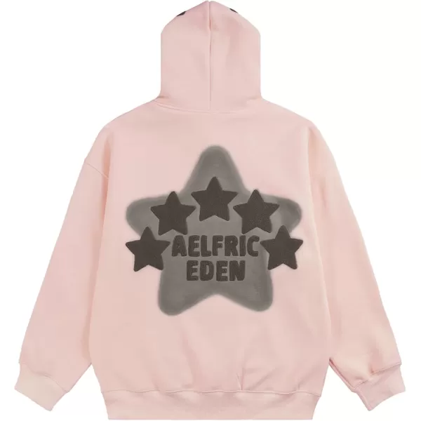 Aelfric Eden Womens Graphic Hoodies Pink Star Print Hoodie Unisex Oversized Hoodies Long Sleeve Pocket PulloverBaby Pink
