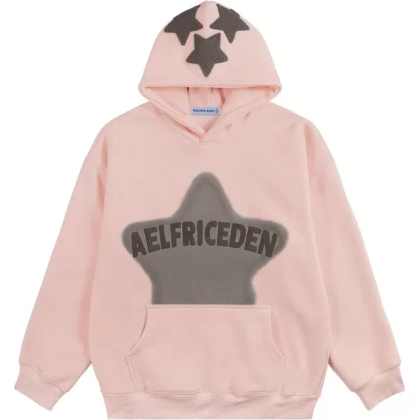 Aelfric Eden Womens Graphic Hoodies Pink Star Print Hoodie Unisex Oversized Hoodies Long Sleeve Pocket PulloverBaby Pink