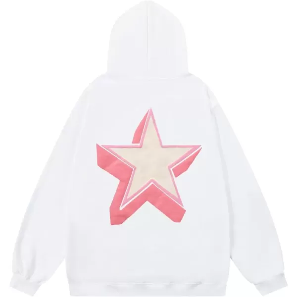 Aelfric Eden Womens Oversized Star Graphic Hoodies Fashion Long Sleeve Hoodie Pullover Hooded Sweatshirt Unisex01white