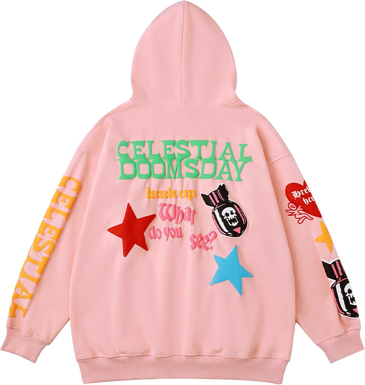 Aelfric Eden Graphic Hoodies for Women Vintage Printed Hoodie Sweatshirt Y2K Oversized Long Sleeve with PocketPink