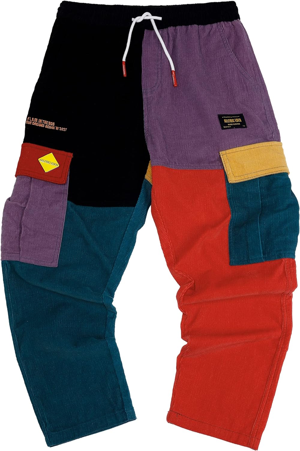 Aelfric Eden Mens Cargo Pants Patchwork MultiPockets Outdoor Fashion Casual Jogger Pants Streetwear with Drawstring01muticolor