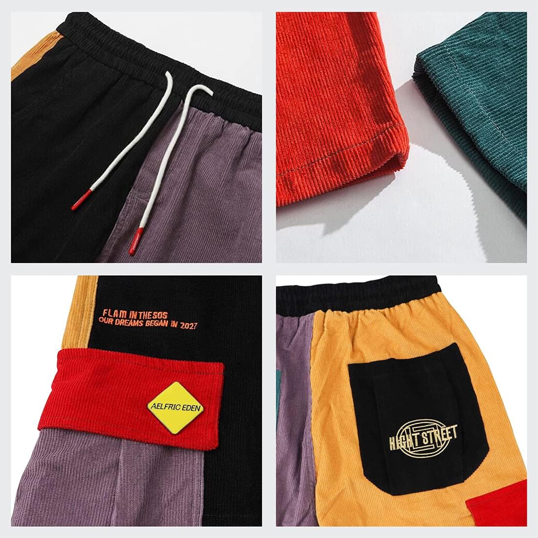 Aelfric Eden Mens Cargo Pants Patchwork MultiPockets Outdoor Fashion Casual Jogger Pants Streetwear with Drawstring01muticolor
