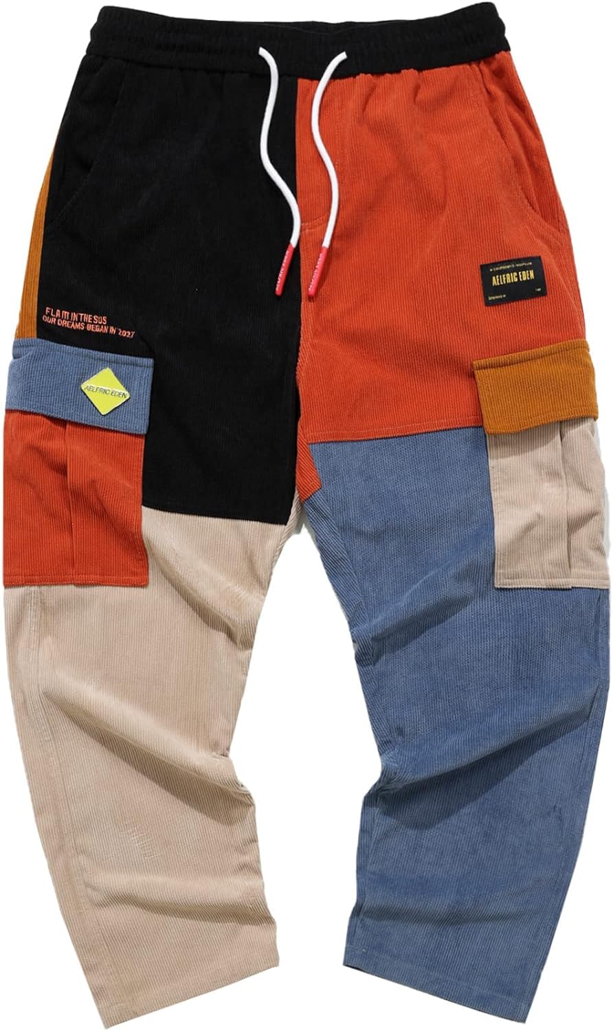 Aelfric Eden Mens Cargo Pants Patchwork MultiPockets Outdoor Fashion Casual Jogger Pants Streetwear with Drawstring02muticolor