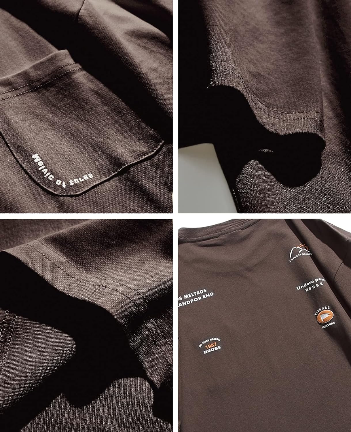 Aelfric Eden Mens Solid Tee 90s Vintage Oversized Shirts Streetwear Short Sleeve Casual Tops26coffee