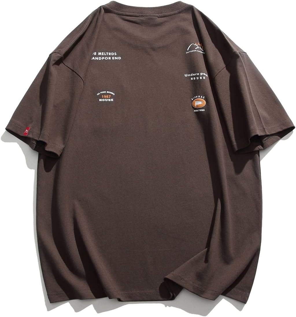 Aelfric Eden Mens Solid Tee 90s Vintage Oversized Shirts Streetwear Short Sleeve Casual Tops26coffee