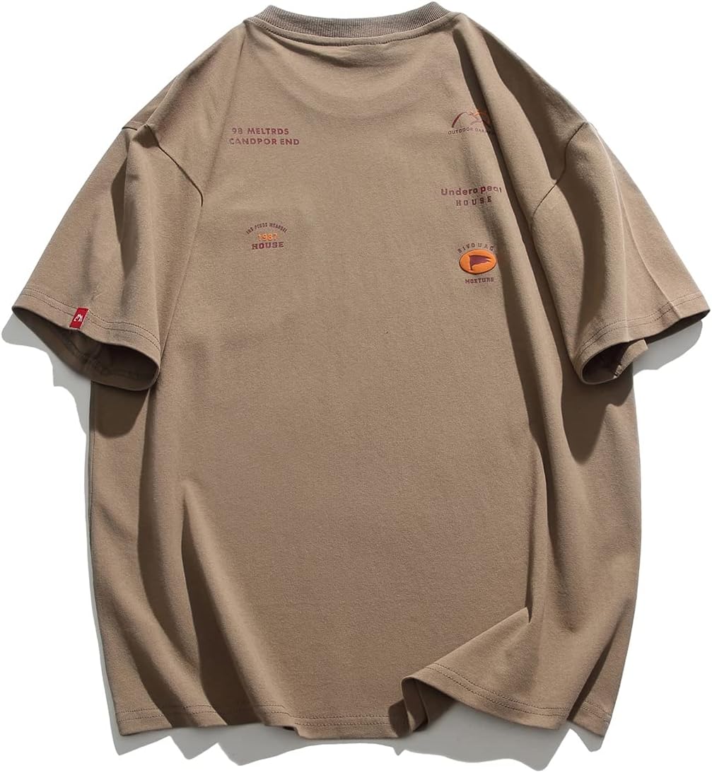 Aelfric Eden Mens Solid Tee 90s Vintage Oversized Shirts Streetwear Short Sleeve Casual Tops26khaki