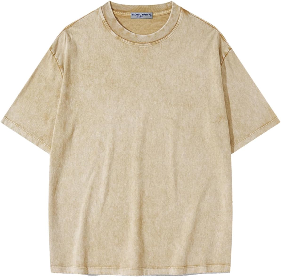 Aelfric Eden Mens Solid Tee 90s Vintage Oversized Shirts Streetwear Short Sleeve Casual TopsA3khaki