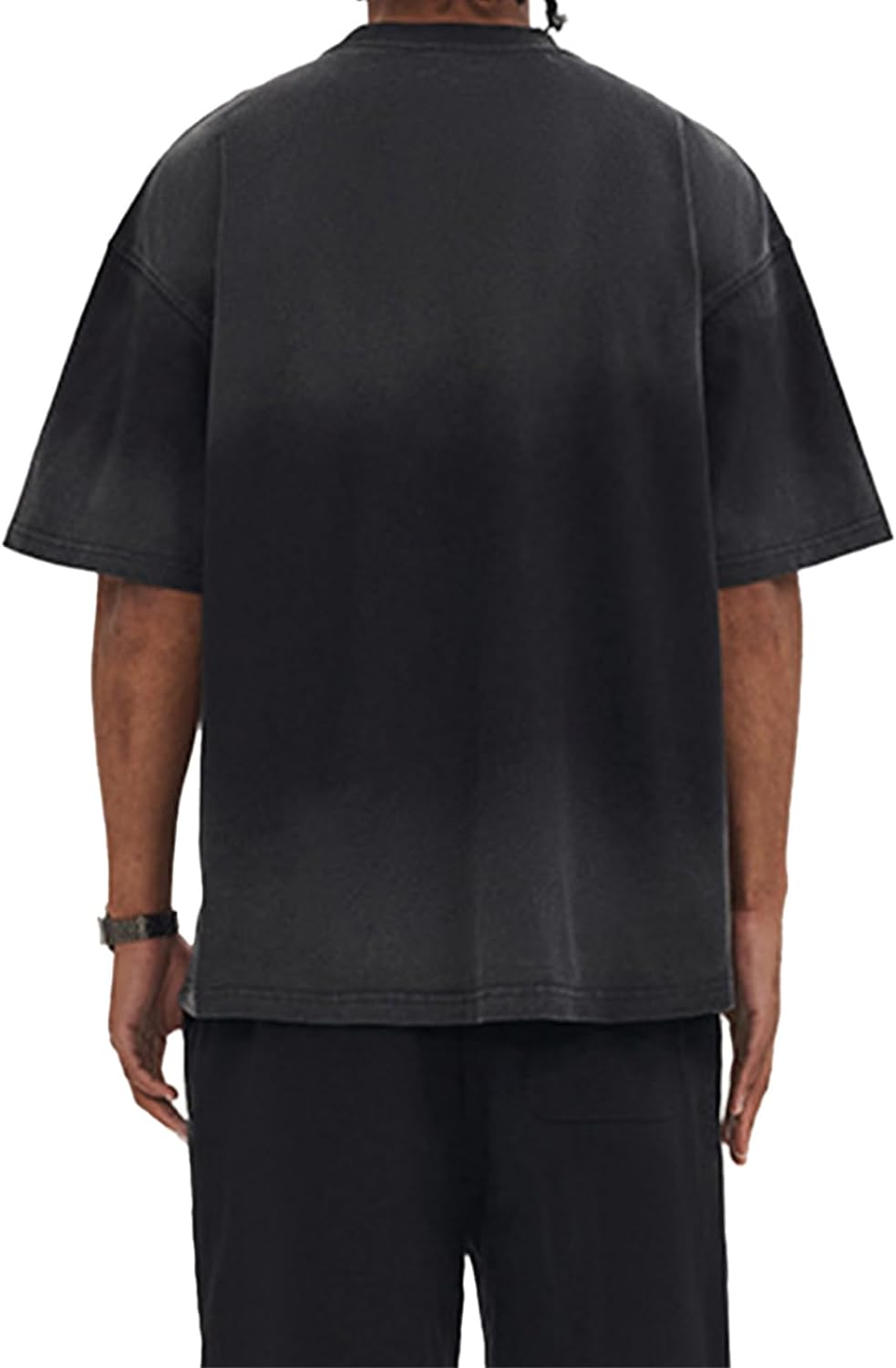 Aelfric Eden Mens Solid Tee 90s Vintage Oversized Shirts Streetwear Short Sleeve Casual TopsA6gradient Black