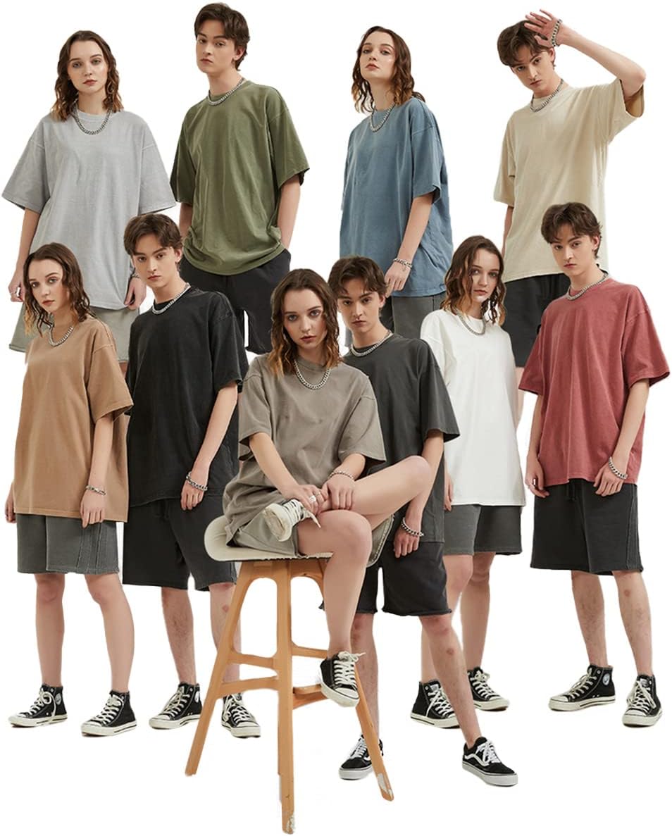 Aelfric Eden Mens Solid Tee 90s Vintage Oversized Shirts Streetwear Short Sleeve Casual TopsB6white